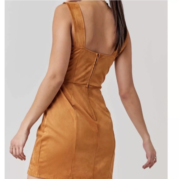 Francesca’s Collection Chris Faux Suede Tan Brown Square Neck Mini Dress - Small - Picture 10 of 10